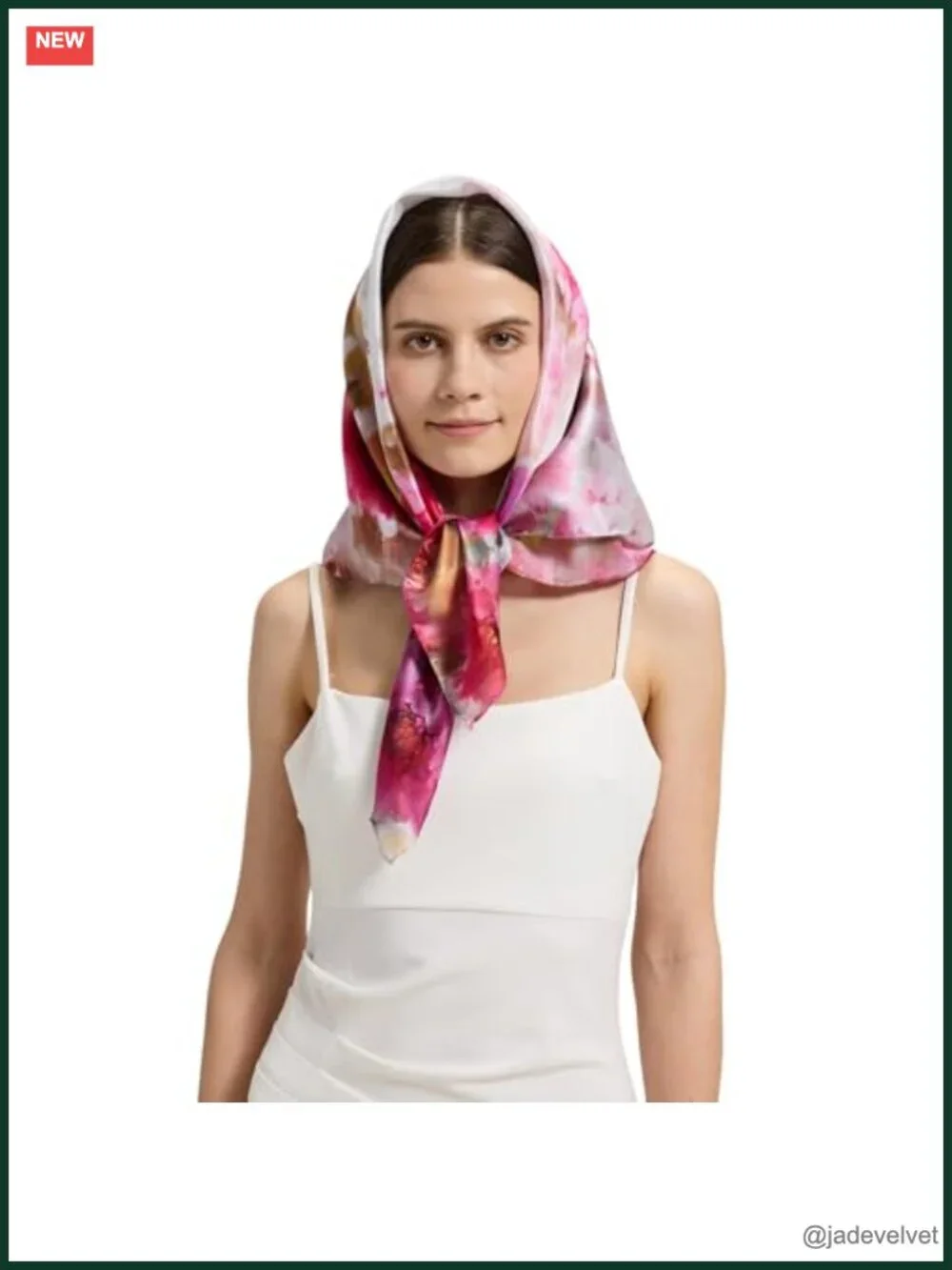 100% Mulberry Silk Square Scarf 35'' - Hair Wraps & Neck Scarves